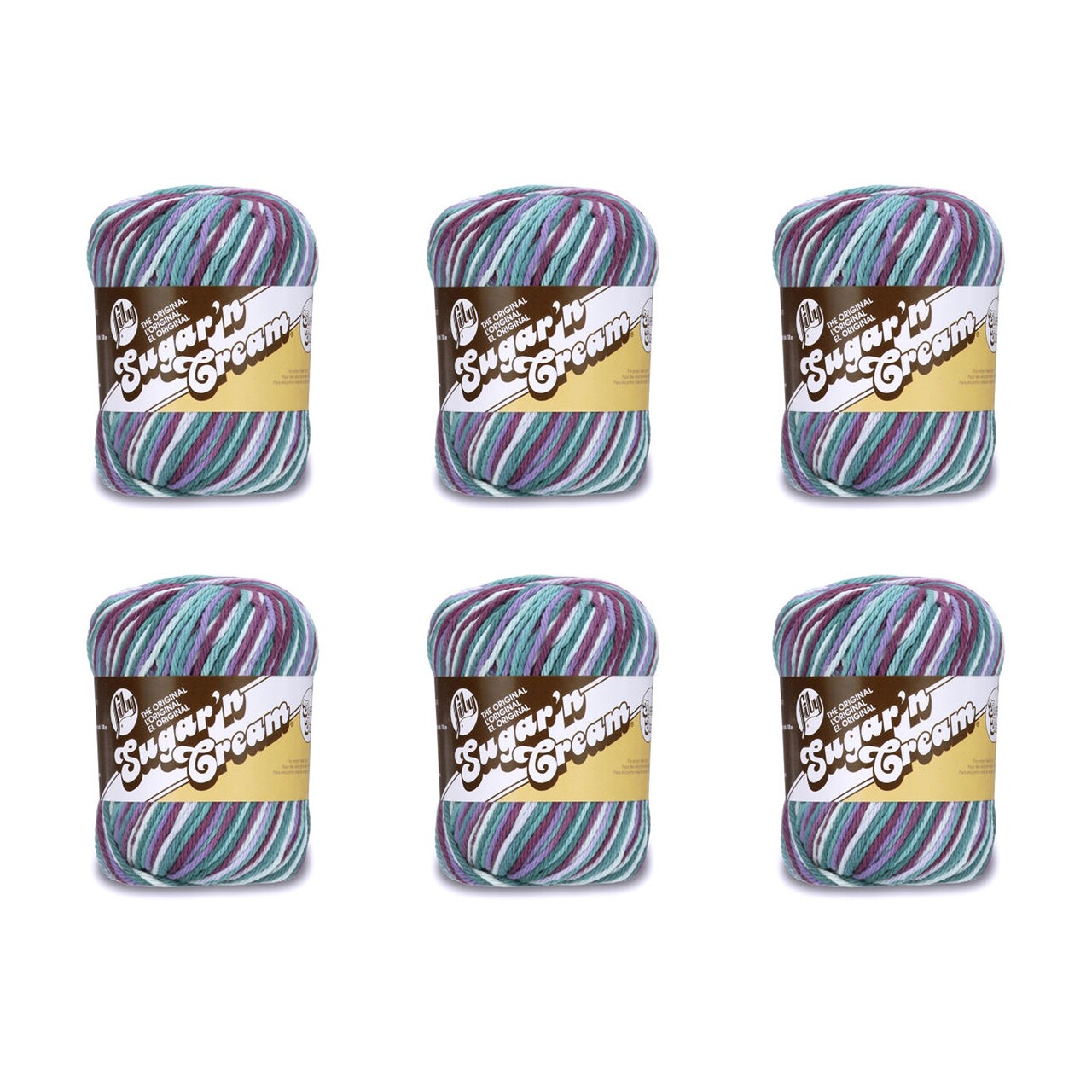 Lily Sugar'N Cream Super Size Crown Jewels Yarn - 6 Pack of 85g/3oz - Cotton - 4 Medium (Worsted) - 150 Yards - Knitting/Crochet